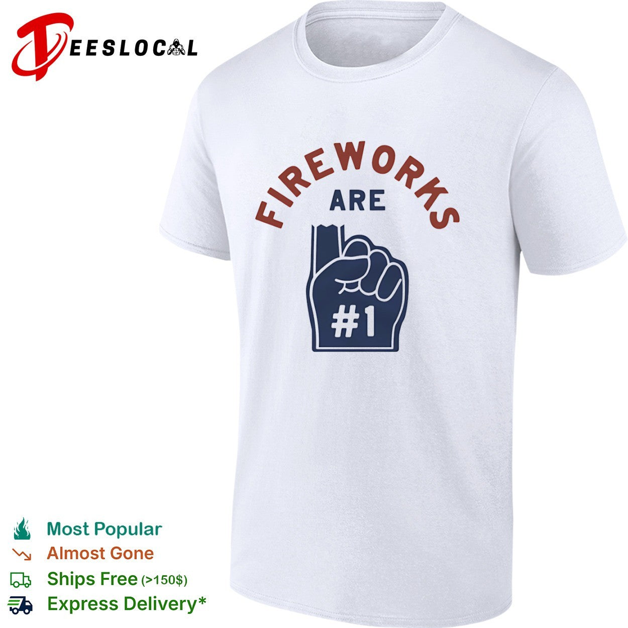 Fireworks Are Number One Foam Finger patriotic - Adult & Kids T-Shirts, Sweatshirts & Hoodies apparel design preview 1