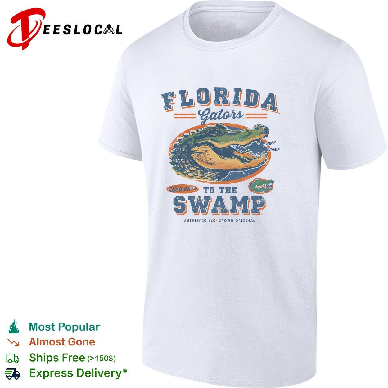 Florida Gators welcome to the swamp chomp - Adult & Kids T-Shirts, Sweatshirts & Hoodies apparel design preview 1