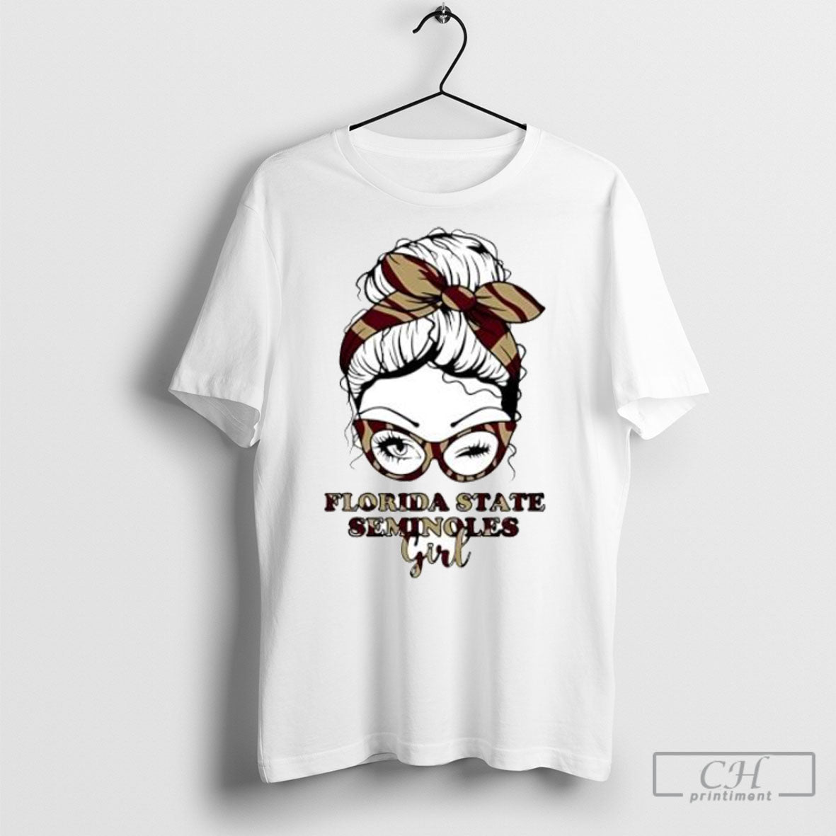 Florida State Seminoles Girl Messy Bun Sunglasses Fan - Adult & Kids T-Shirts, Sweatshirts & Hoodies apparel design preview 1