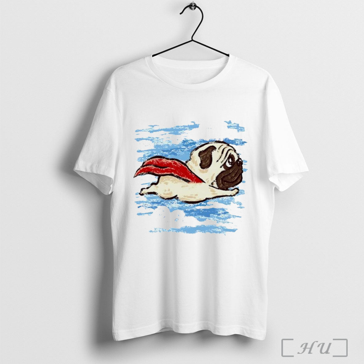Flying Pug Superdog Funny Graphic - Adult & Kids T-Shirts, Sweatshirts & Hoodies apparel design preview 1