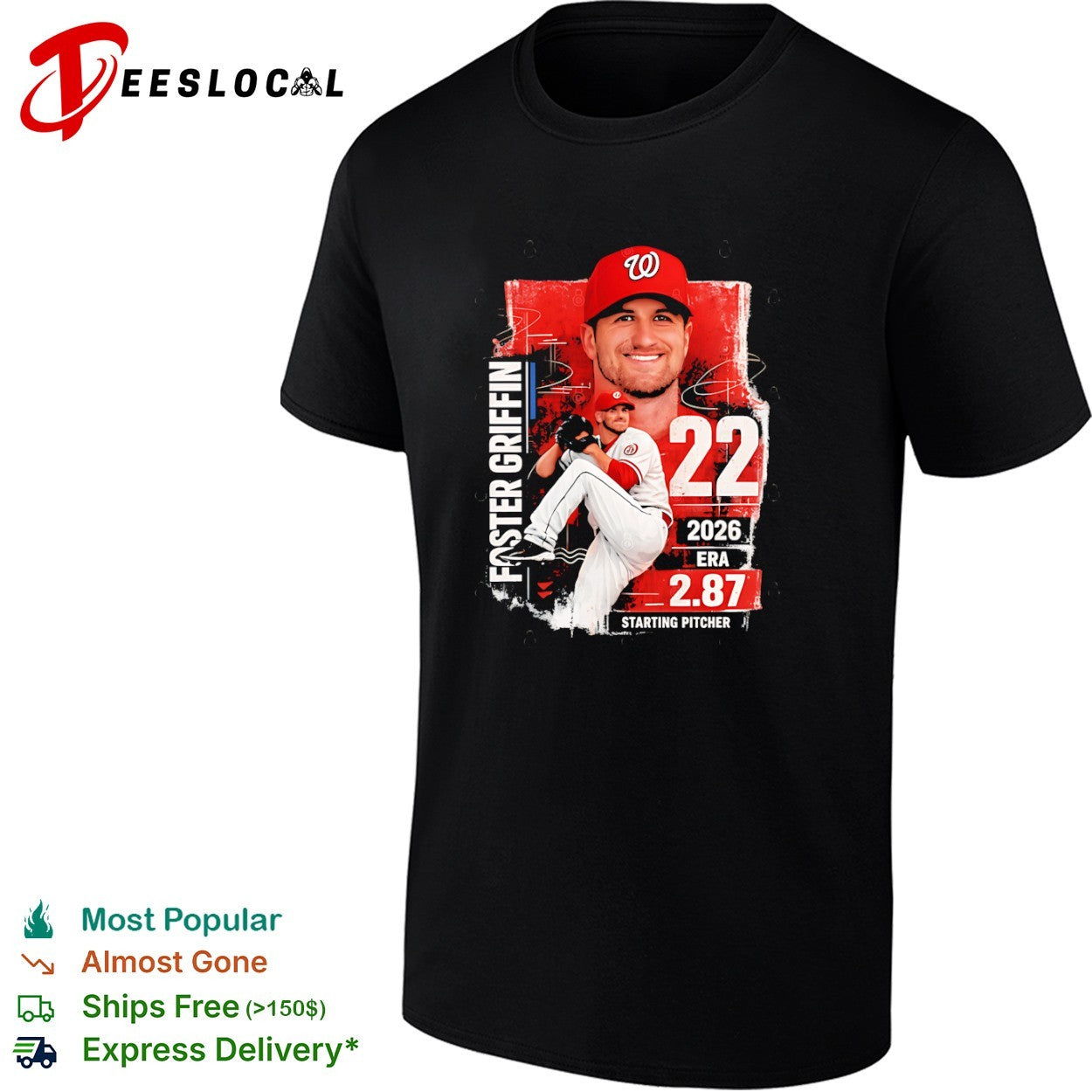 Foster Griffin 2026 Starting Pitcher 22 - Adult & Kids T-Shirts, Sweatshirts & Hoodies apparel design preview 1