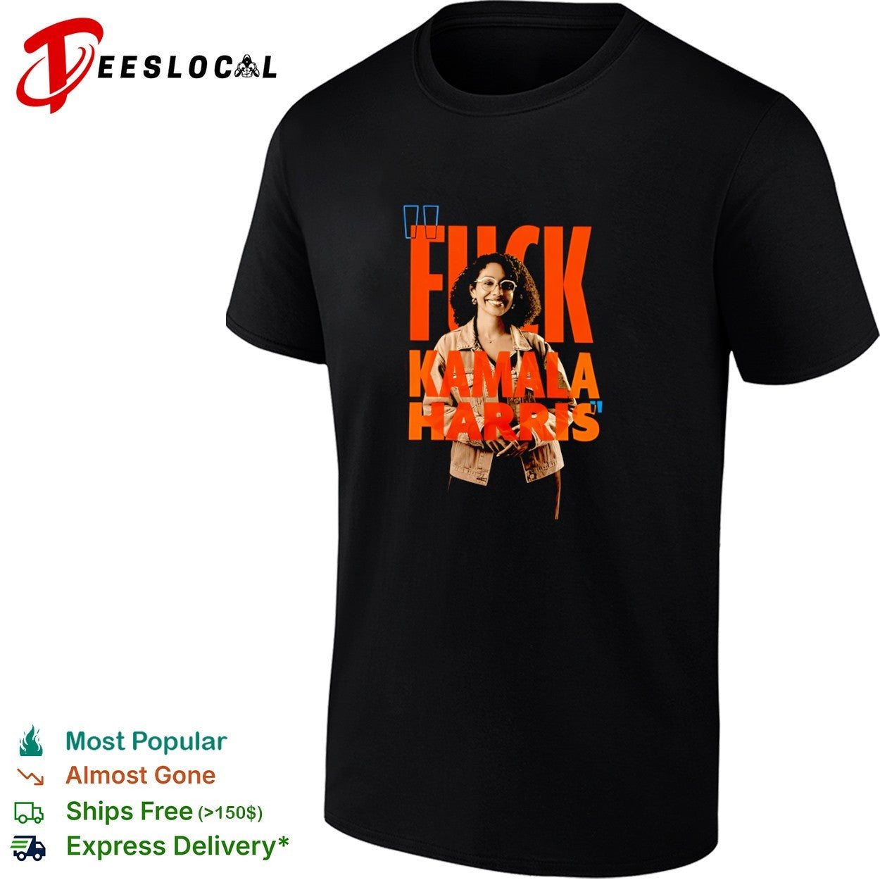Fuck Kamala Harris portrait - Adult & Kids T-Shirts, Sweatshirts & Hoodies apparel design preview 1