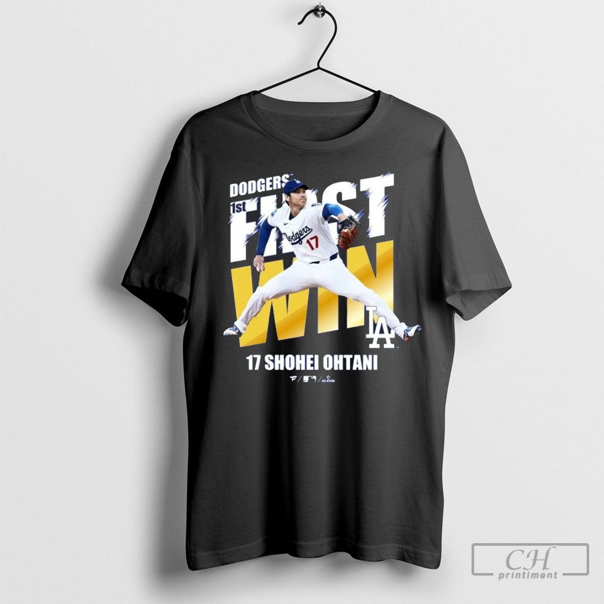 Funny Shohei Ohtani Los Angeles Dodgers First Win - Adult & Kids T-Shirts, Sweatshirts & Hoodies apparel design preview 1