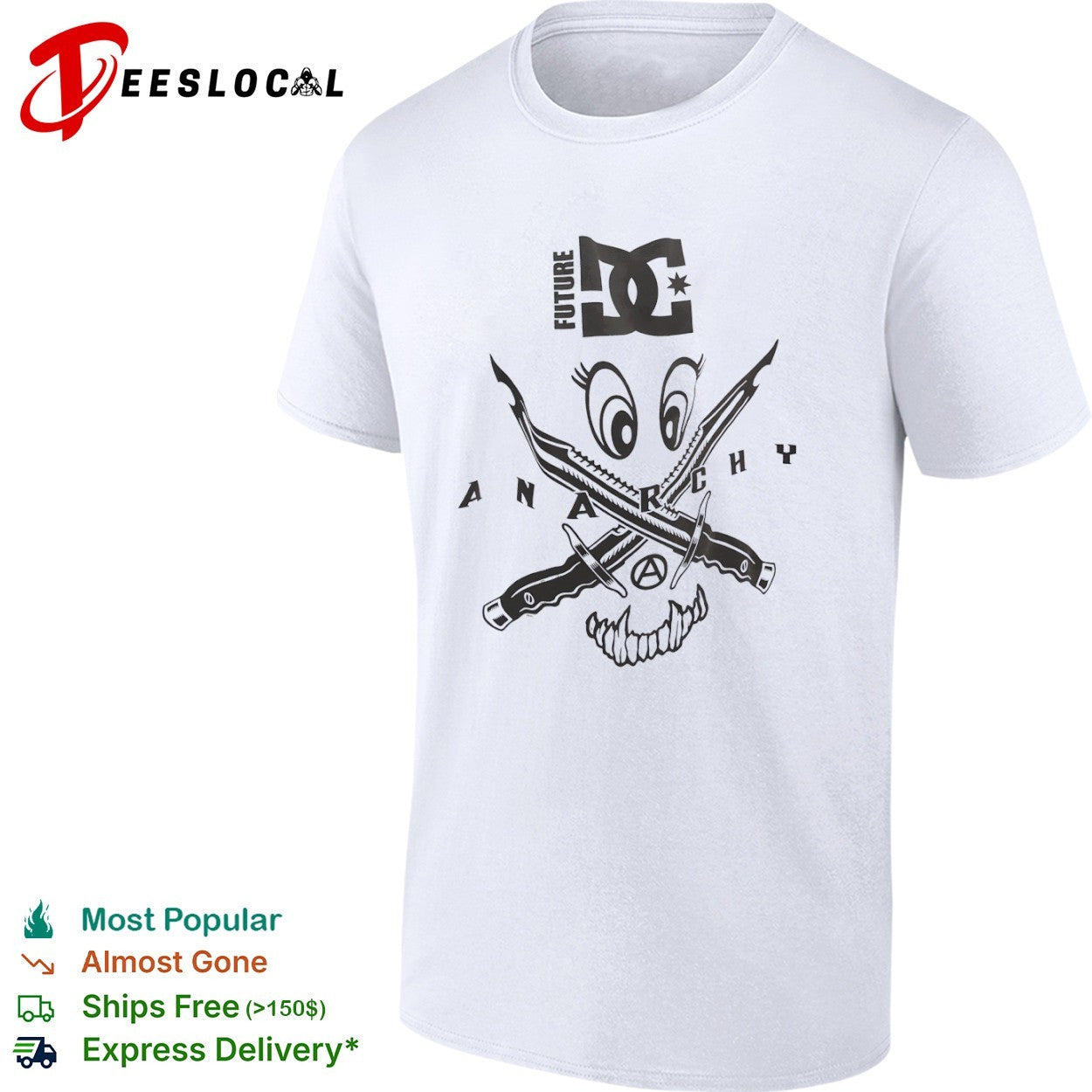 Future DC Anarchy Cartoon Eyes Crossed Knives - Adult & Kids T-Shirts, Sweatshirts & Hoodies apparel design preview 1