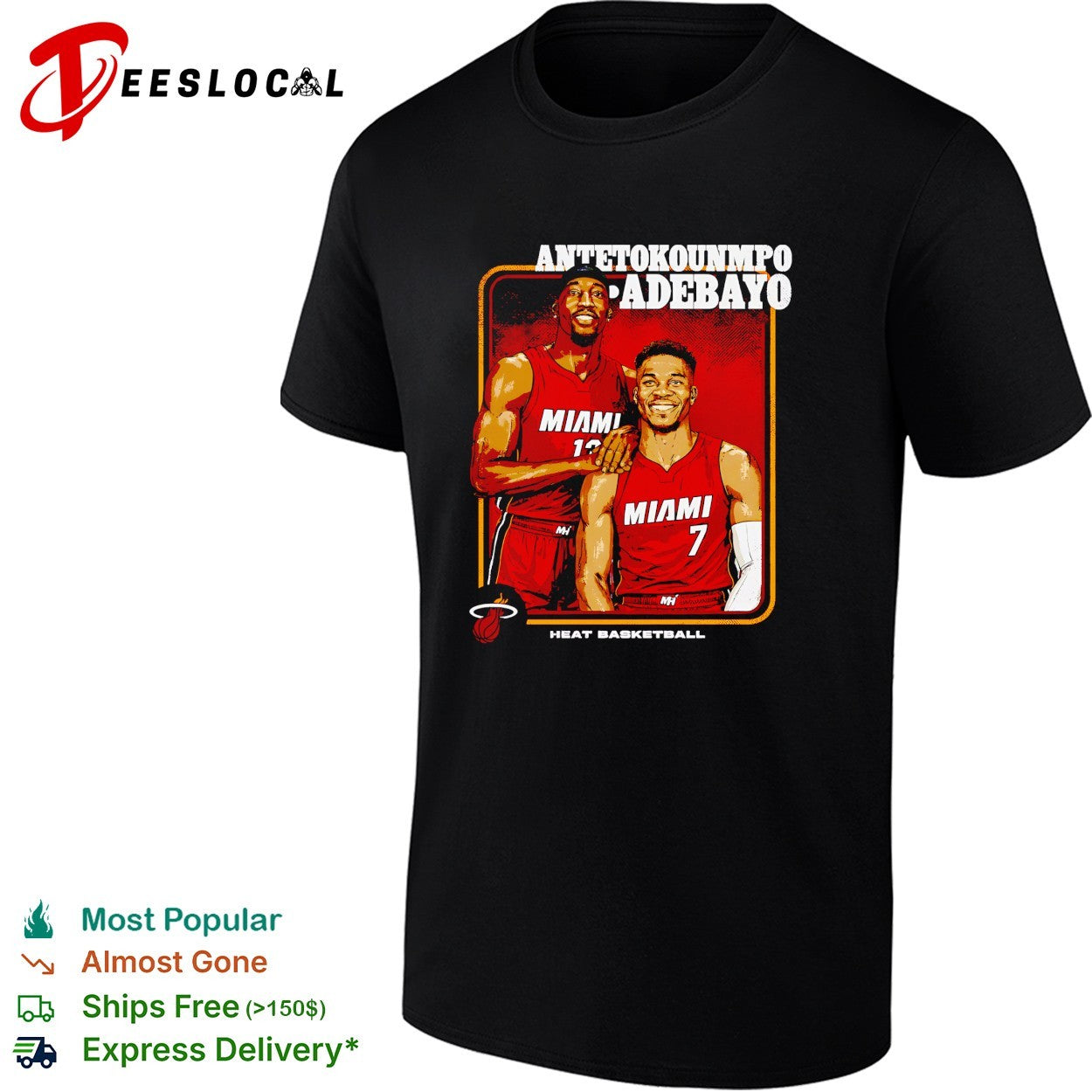 Giannis Antetokounmpo and Bam Adebayo Miami Heat Step - Adult & Kids T-Shirts, Sweatshirts & Hoodies apparel design preview 1