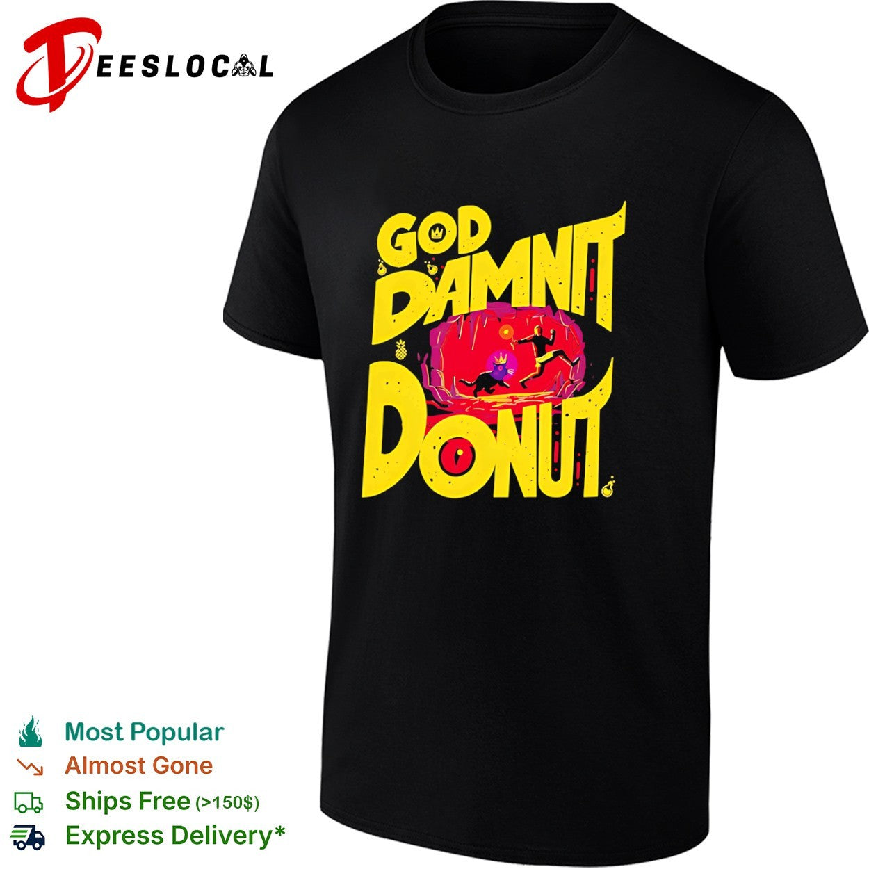 God Damnit Donut Carl Butcher Dungeon Crawler - Adult & Kids T-Shirts, Sweatshirts & Hoodies apparel design preview 1