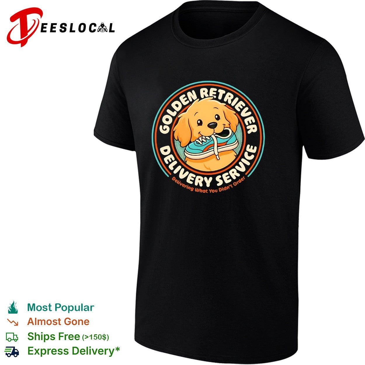 Golden retriever delivery service - Adult & Kids T-Shirts, Sweatshirts & Hoodies apparel design preview 1