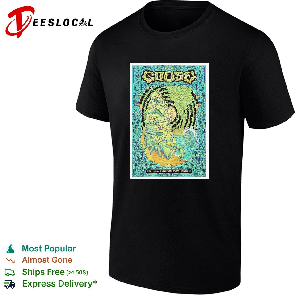 Goose July 2 2026 PNC Bank Arts Center Holmdel NJ - Adult & Kids T-Shirts, Sweatshirts & Hoodies apparel design preview 1
