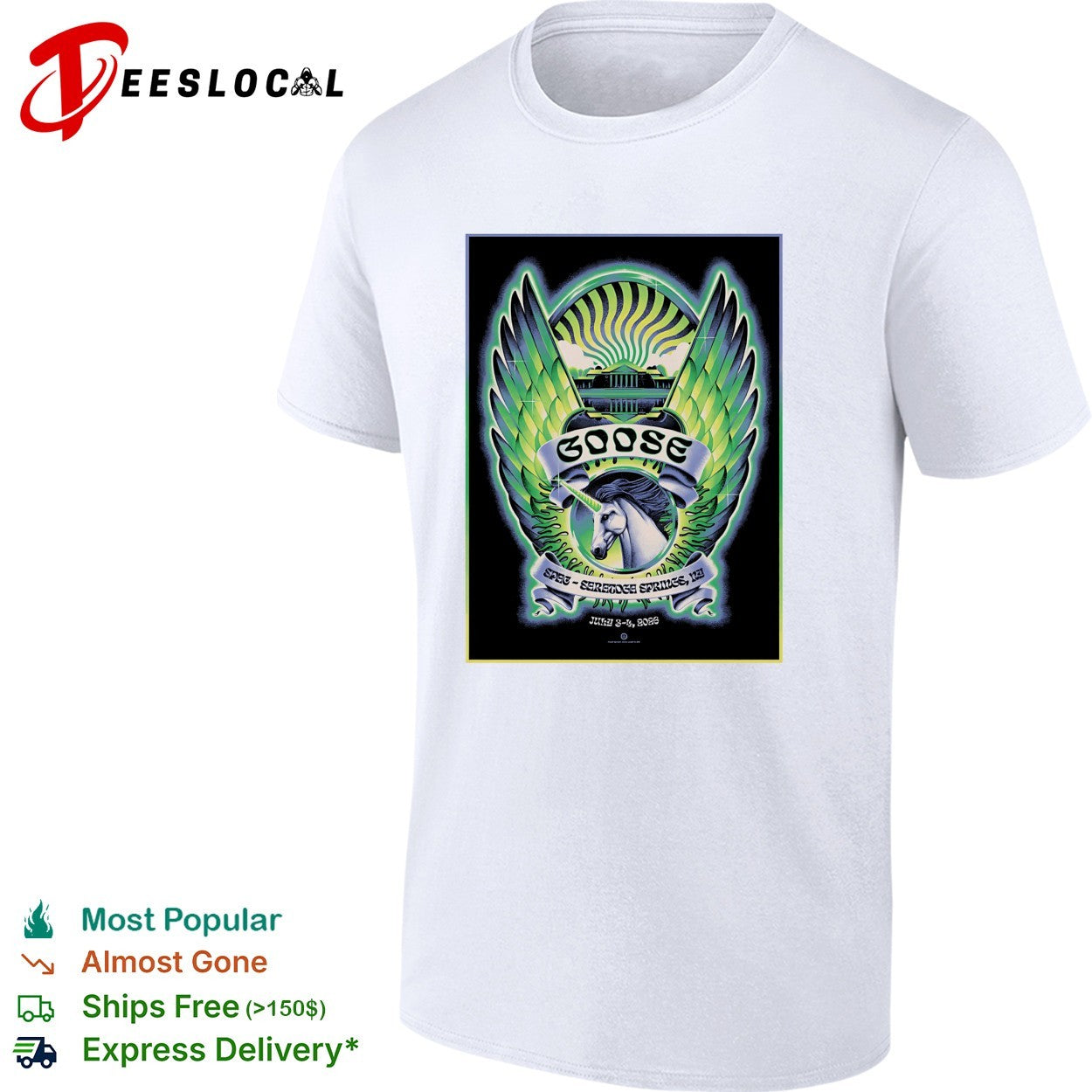 Goose band SPAC Saratoga Springs NY July 2026 unicorn - Adult & Kids T-Shirts, Sweatshirts & Hoodies apparel design preview 1