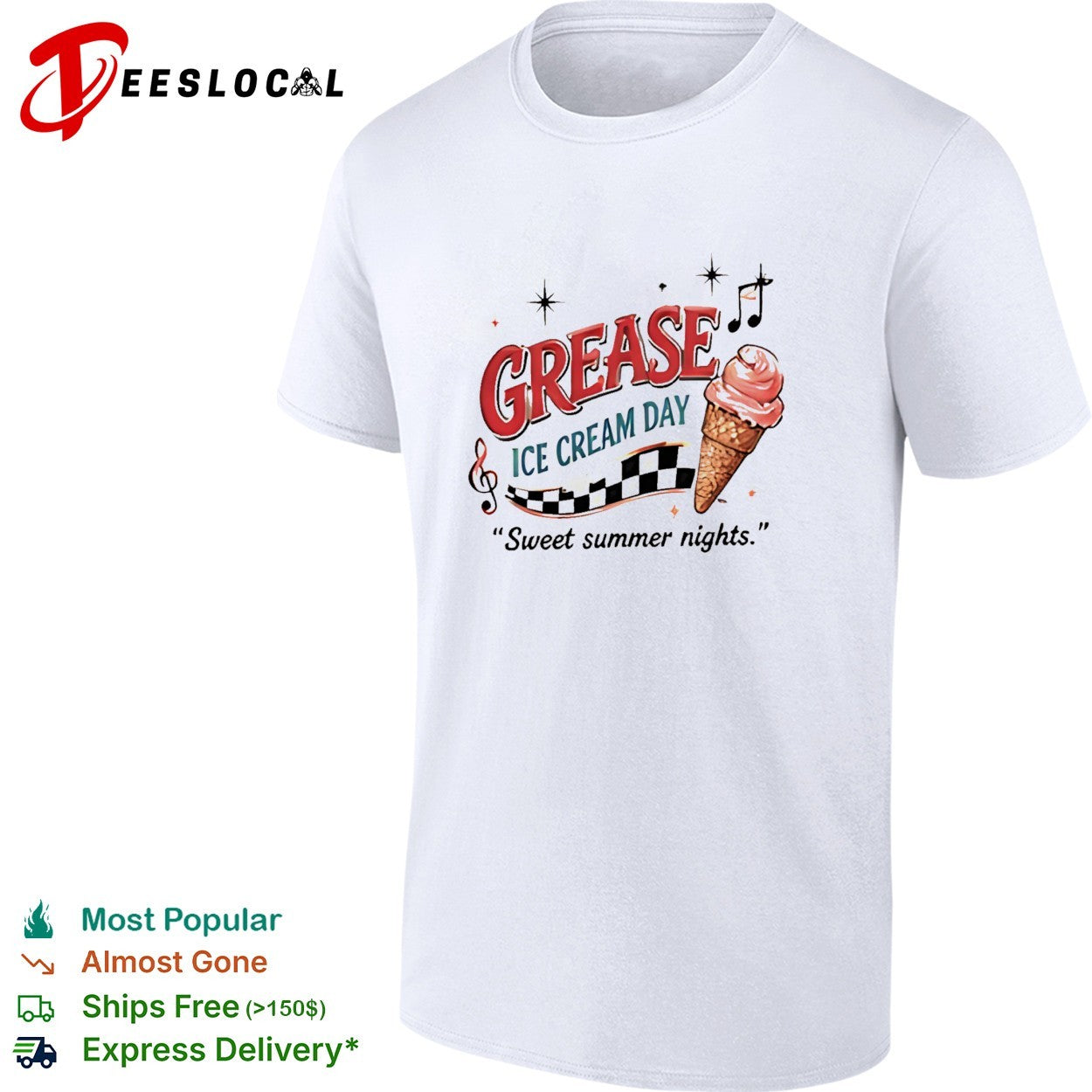 Grease ice cream day sweet summer nights cone - Adult & Kids T-Shirts, Sweatshirts & Hoodies apparel design preview 1
