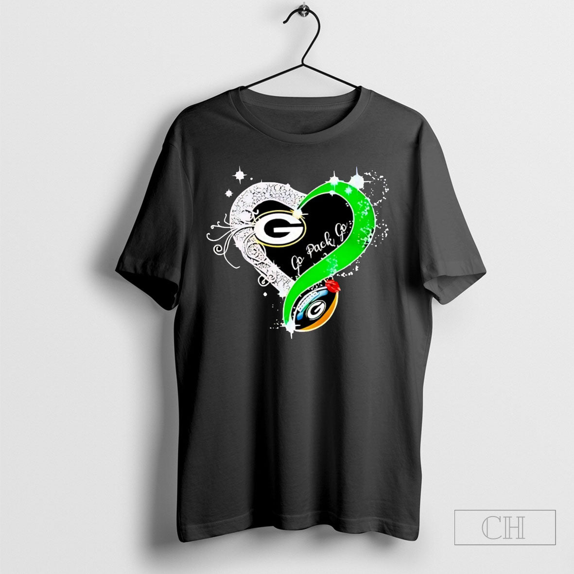 Green Bay Packers Go Pack Diamond Heart 2025 - Adult & Kids T-Shirts, Sweatshirts & Hoodies apparel design preview 1