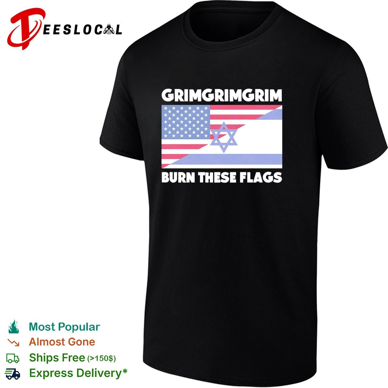 Grimgrimgrim burn these flags USA Israel - Adult & Kids T-Shirts, Sweatshirts & Hoodies apparel design preview 1