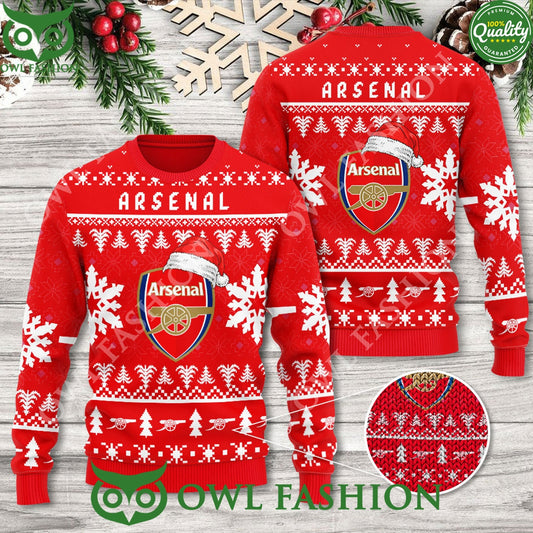 Arsenal Premier League Christmas Pattern 3D Ugly - Adult & Kids T-Shirts, Sweatshirts & Hoodies apparel design preview 1
