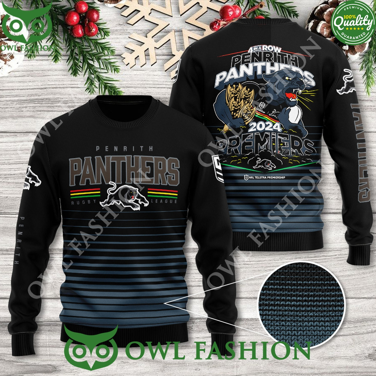 Penrith Panthers Rugby League Logo 2024 3D Ugly - Adult & Kids T-Shirts, Sweatshirts & Hoodies apparel design preview 1