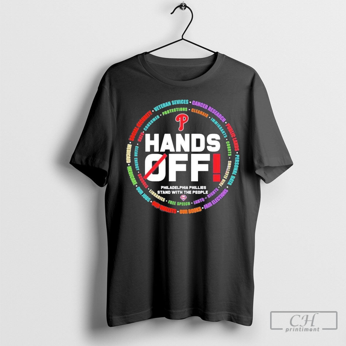Hands Off Philadelphia Phillies Stand With The People - Adult & Kids T-Shirts, Sweatshirts & Hoodies apparel design preview 1
