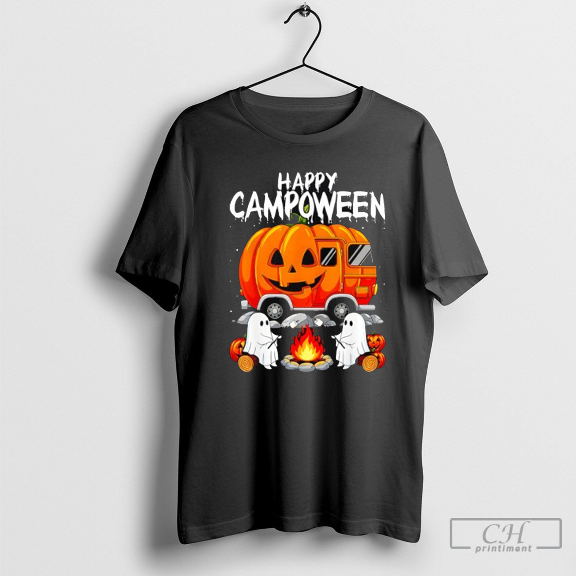 Happy Camp O Ween Halloween Camping Ghosts And - Adult & Kids T-Shirts, Sweatshirts & Hoodies apparel design preview 1