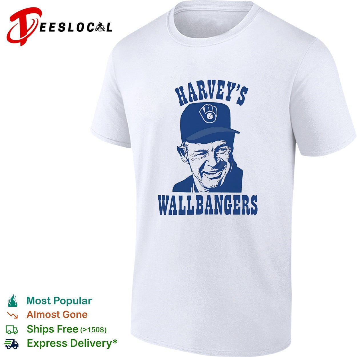 Harvey's Wallbangers Milwaukee Brewers Harvey Kuenn - Adult & Kids T-Shirts, Sweatshirts & Hoodies apparel design preview 1
