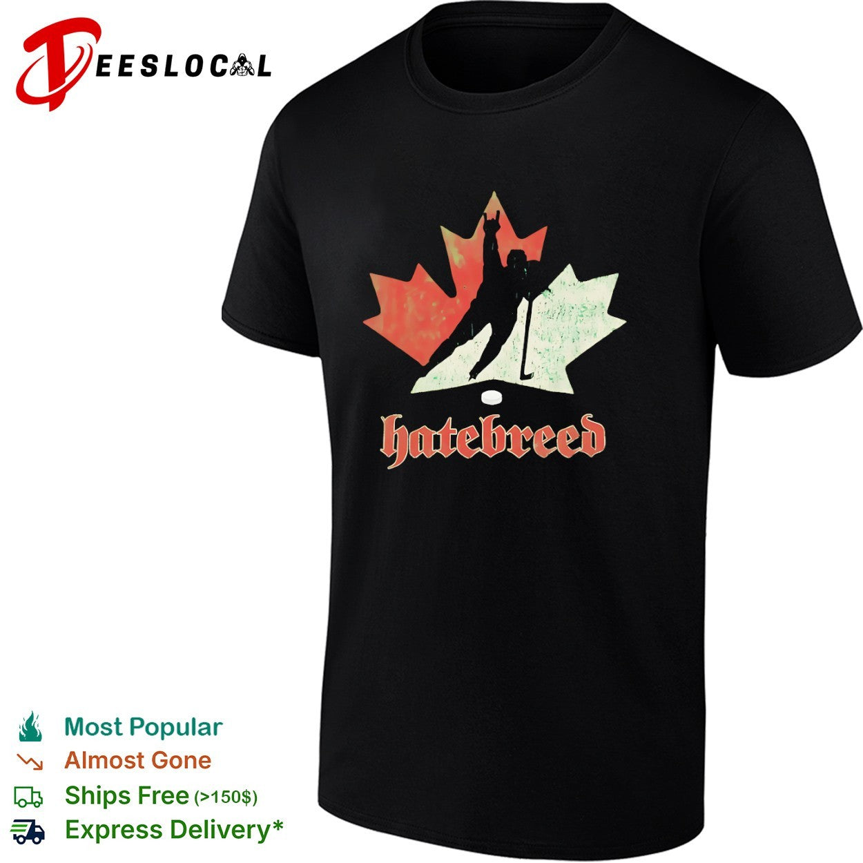 Hatebreed Distressed Canadian Maple Leaf Hockey - Adult & Kids T-Shirts, Sweatshirts & Hoodies apparel design preview 1