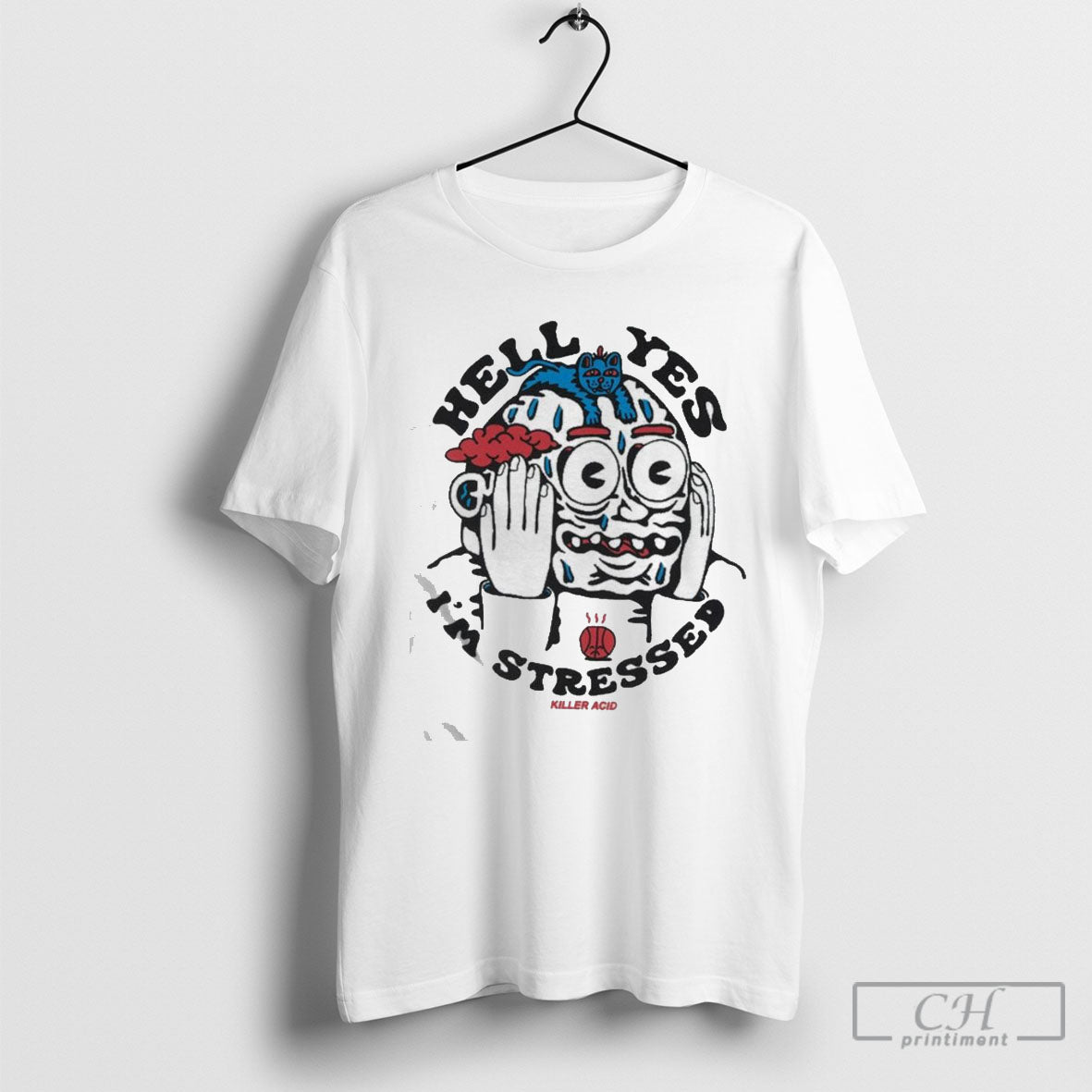 Hell Yes Im Stressed White - Adult & Kids T-Shirts, Sweatshirts & Hoodies apparel design preview 1