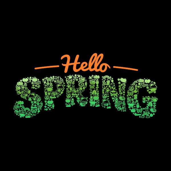 Hello Spring Nature Doodle - Adult & Kids T-Shirts, Sweatshirts & Hoodies apparel design preview 1