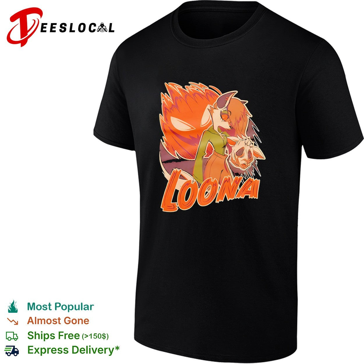 Helluva Boss hellhound holding mask Loona - Adult & Kids T-Shirts, Sweatshirts & Hoodies apparel design preview 1