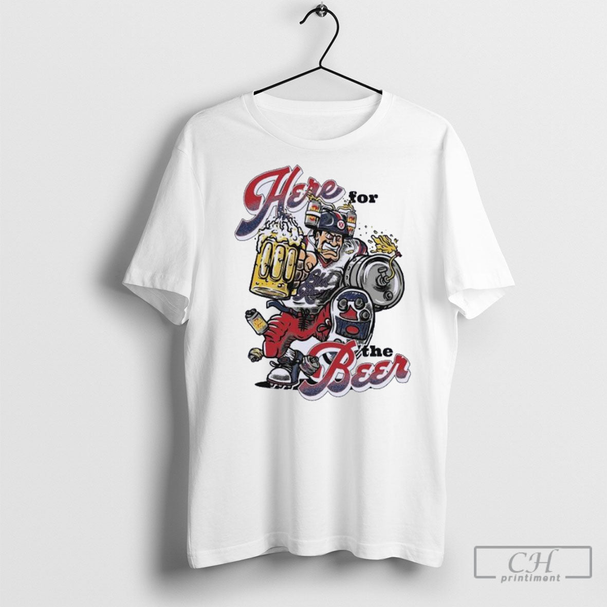 Here For The Beer Football - Adult & Kids T-Shirts, Sweatshirts & Hoodies apparel design preview 1