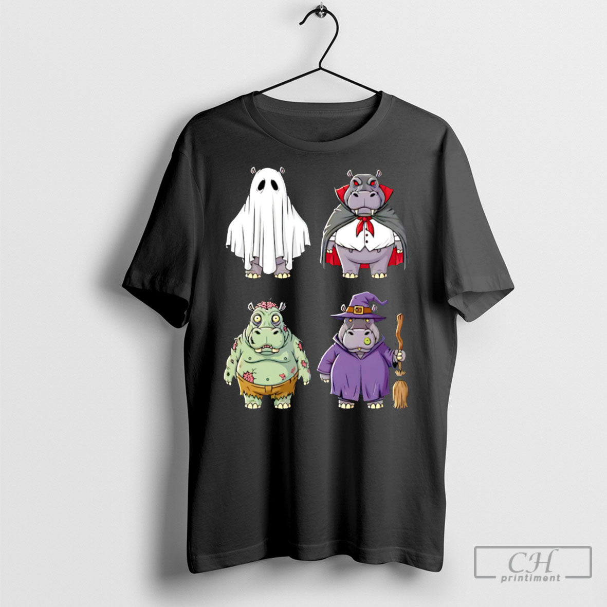 Hippo Halloween - Adult & Kids T-Shirts, Sweatshirts & Hoodies apparel design preview 1