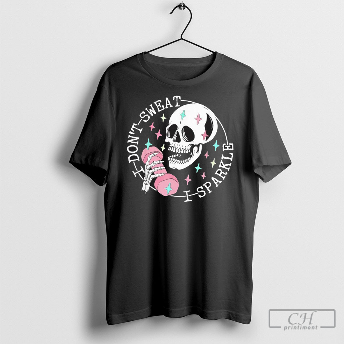 I Dont Sweat Sparkle Skull - Adult & Kids T-Shirts, Sweatshirts & Hoodies apparel design preview 1