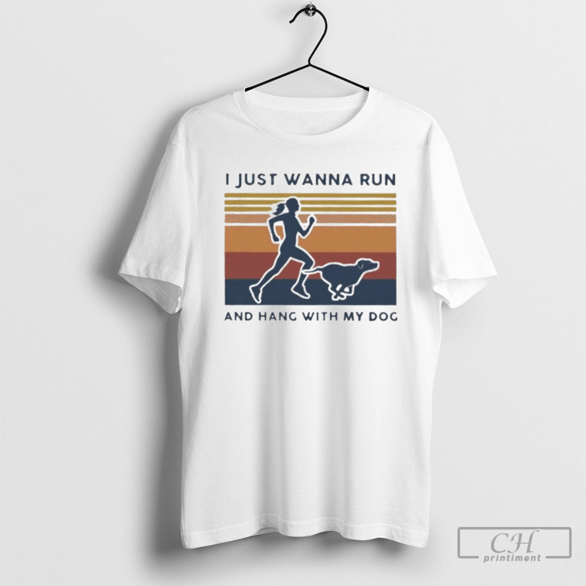 I Just Wanna Run And Hang With My Dog Vintage - Adult & Kids T-Shirts, Sweatshirts & Hoodies apparel design preview 1