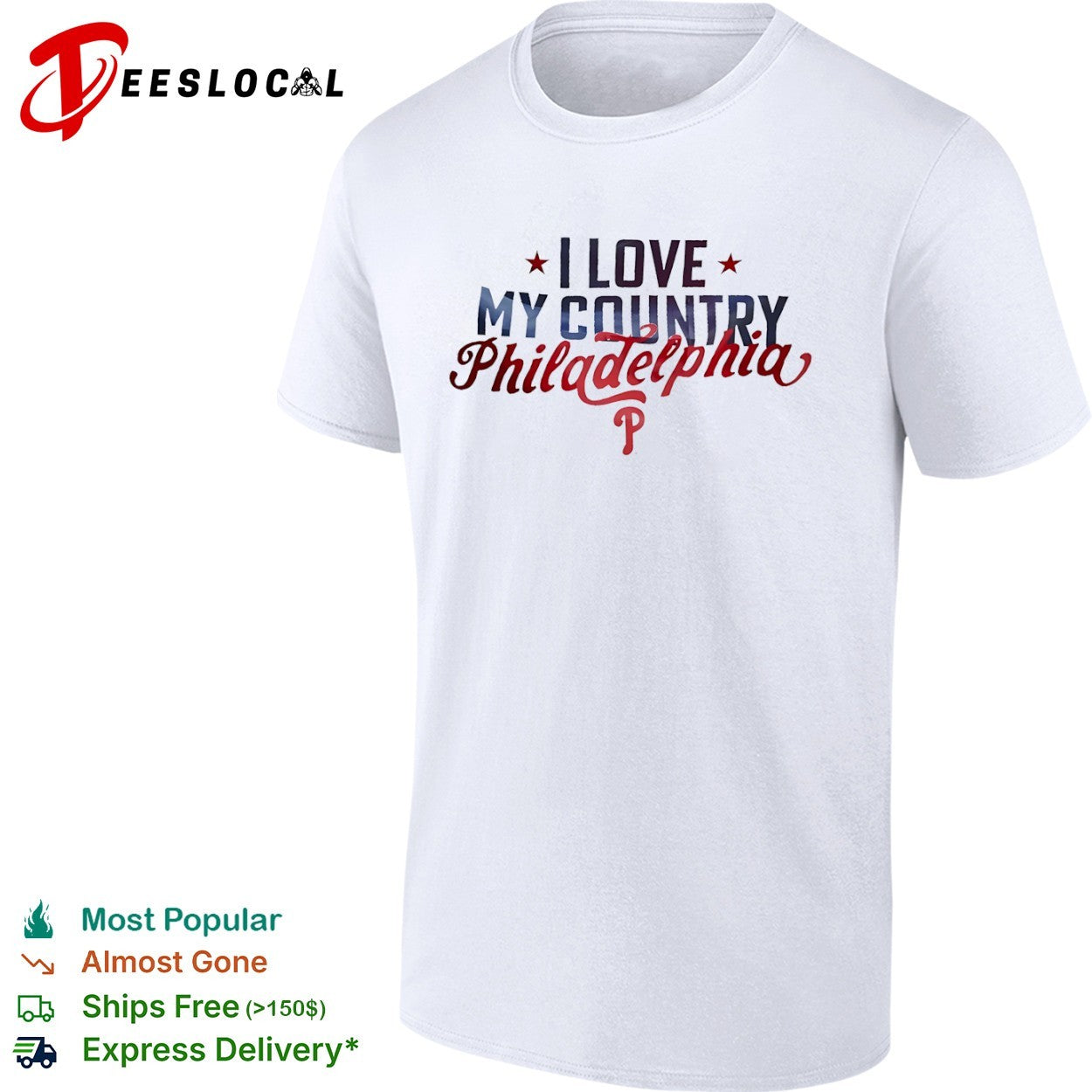I Love My Country Philadelphia Phillies Major League - Adult & Kids T-Shirts, Sweatshirts & Hoodies apparel design preview 1