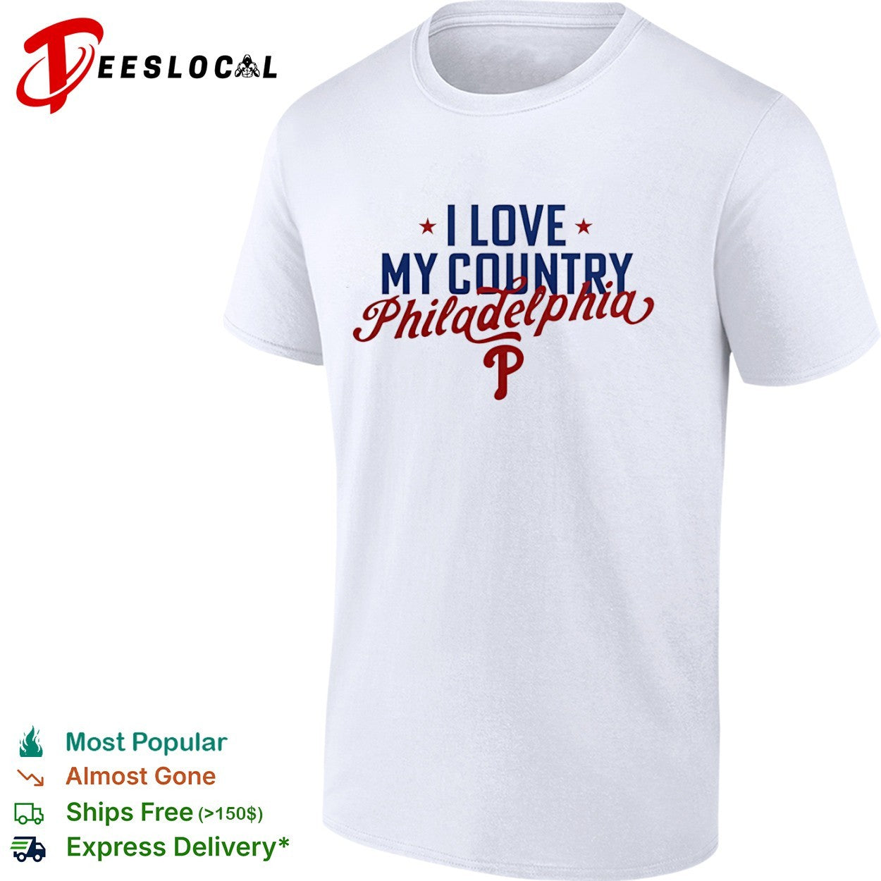 I Love My Country Philadelphia Phillies - Adult & Kids T-Shirts, Sweatshirts & Hoodies apparel design preview 1