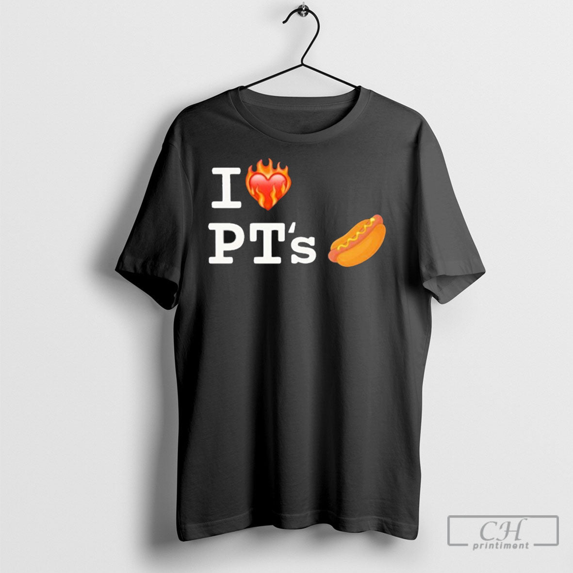 I Love Pts Hot Dog Heart Fire - Adult & Kids T-Shirts, Sweatshirts & Hoodies apparel design preview 1