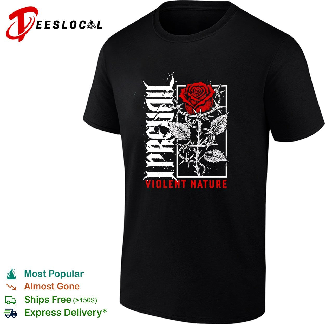 I Prevail Violent Nature rose barbed wire - Adult & Kids T-Shirts, Sweatshirts & Hoodies apparel design preview 1