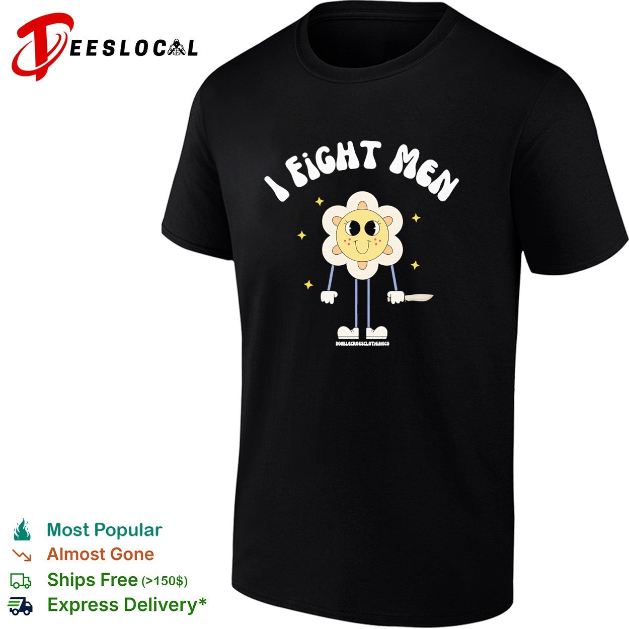 I fight men cute flower girl holding knife - Adult & Kids T-Shirts, Sweatshirts & Hoodies apparel design preview 1