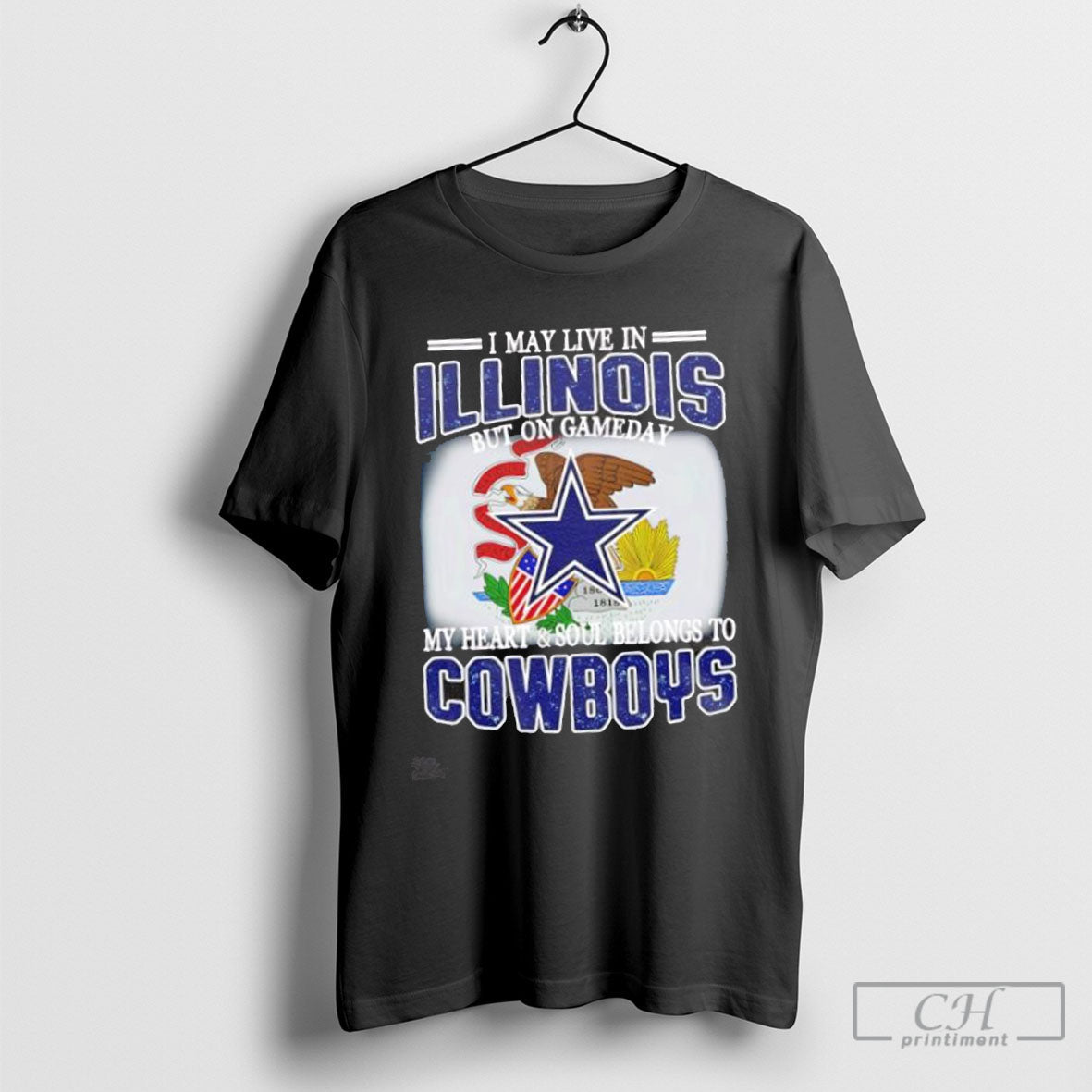 I Live In Illinois And On Gameday My Heart Soul - Adult & Kids T-Shirts, Sweatshirts & Hoodies apparel design preview 1