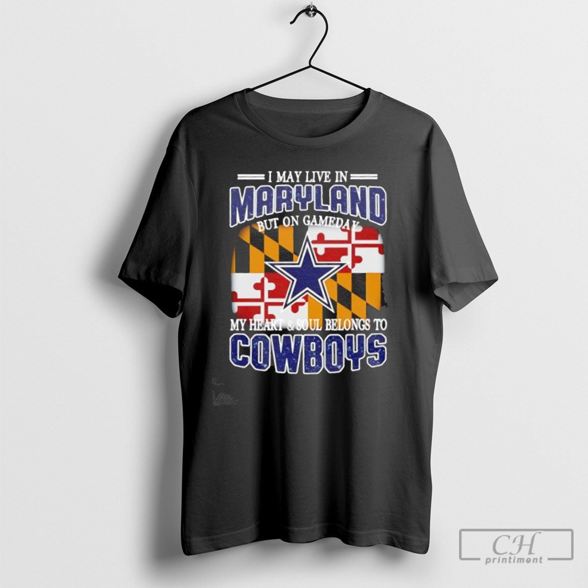I Live In Maryland And On Gameday My Heart Soul - Adult & Kids T-Shirts, Sweatshirts & Hoodies apparel design preview 1