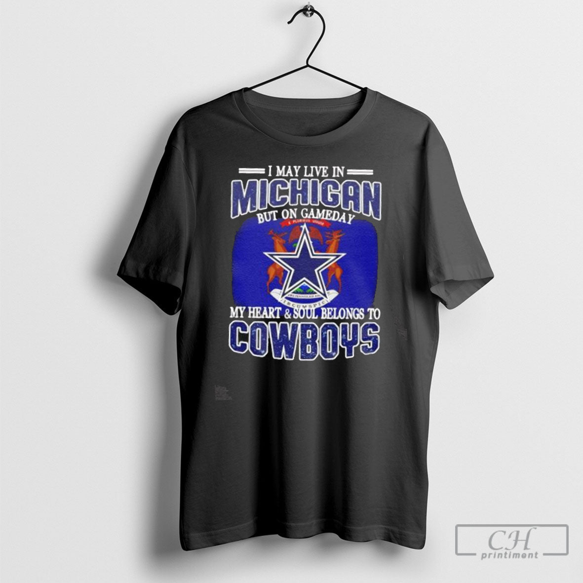 I Live In Michigan And On Gameday My Heart Soul - Adult & Kids T-Shirts, Sweatshirts & Hoodies apparel design preview 1