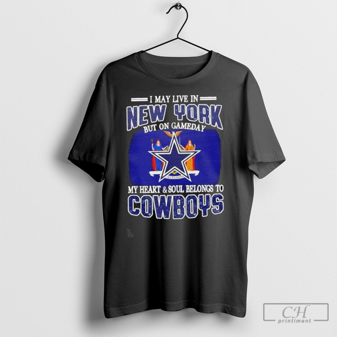 I Live In New York And On Gameday My Heart Soul - Adult & Kids T-Shirts, Sweatshirts & Hoodies apparel design preview 1
