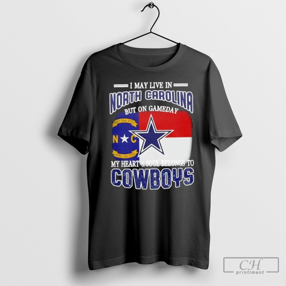 I Live In North Carolina And On Gameday My Heart Soul - Adult & Kids T-Shirts, Sweatshirts & Hoodies apparel design preview 1