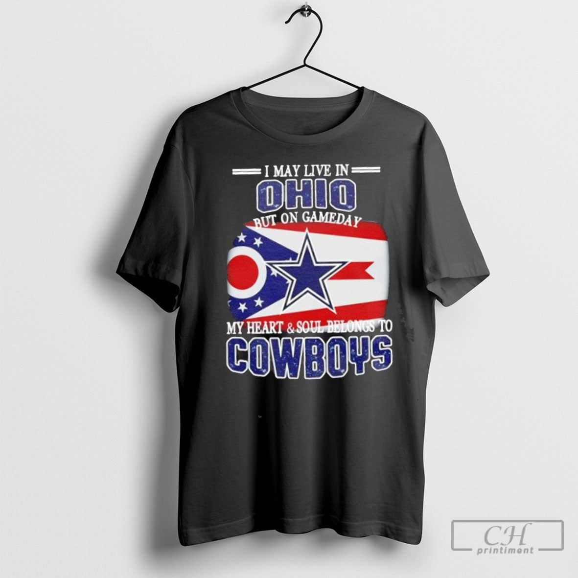 I Live In Ohio Cowboys And On Gameday My Heart Soul - Adult & Kids T-Shirts, Sweatshirts & Hoodies apparel design preview 1