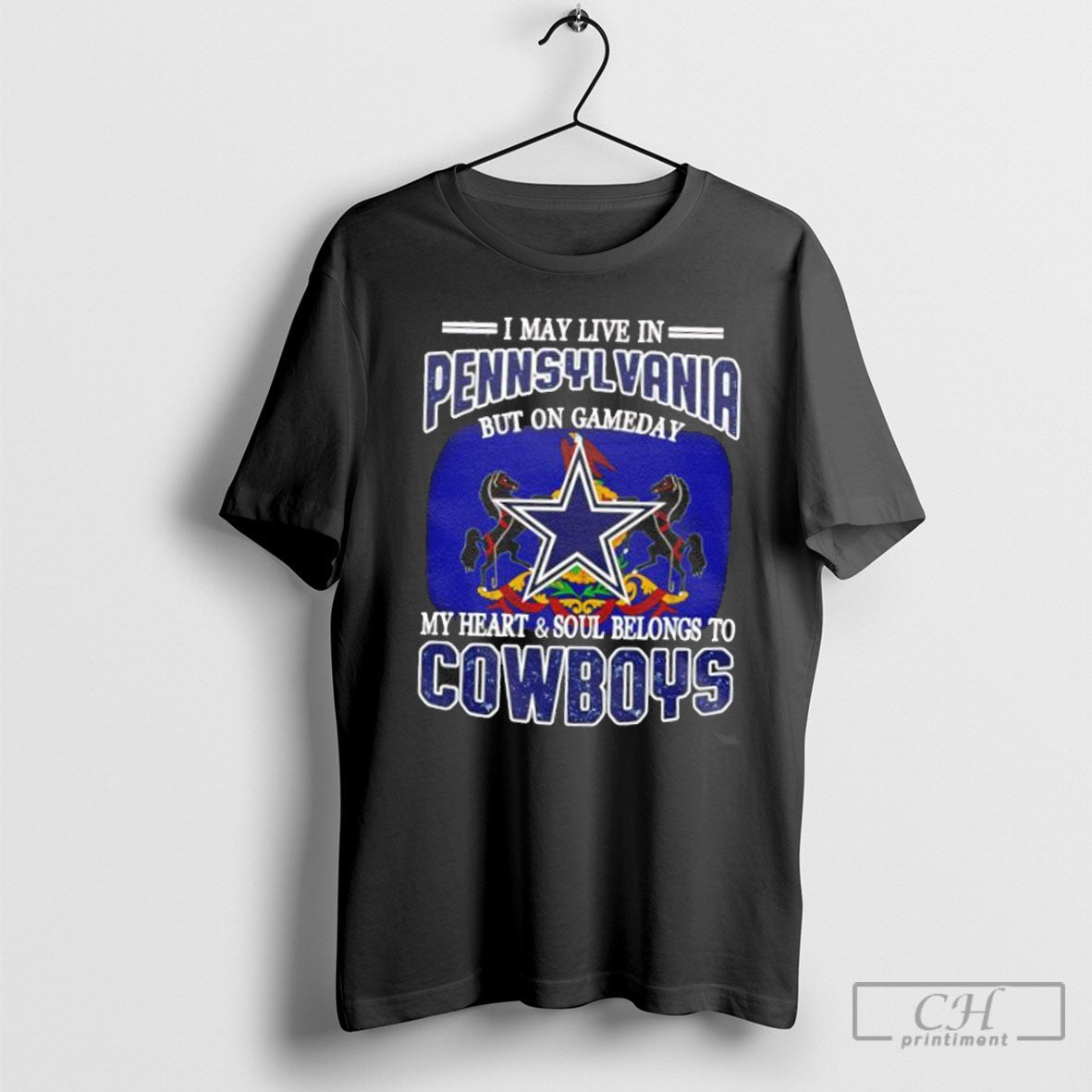 I Live In Pennsylvania And On Gameday My Heart Soul - Adult & Kids T-Shirts, Sweatshirts & Hoodies apparel design preview 1