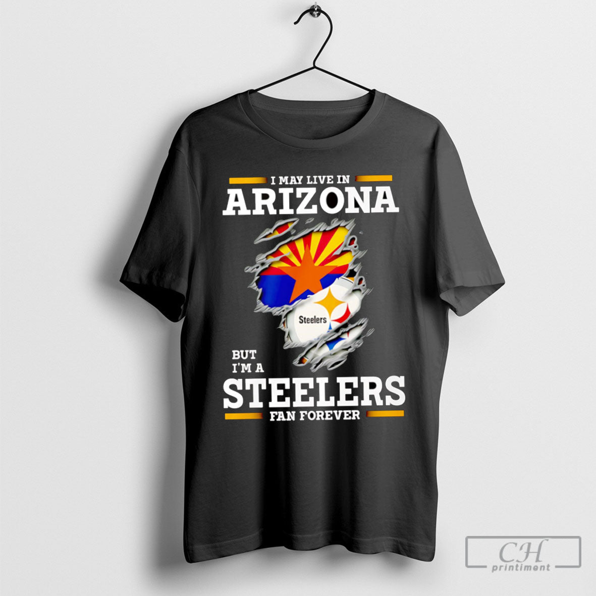 I May Live In Arizona But Im A Steelers Fan Forever - Adult & Kids T-Shirts, Sweatshirts & Hoodies apparel design preview 1