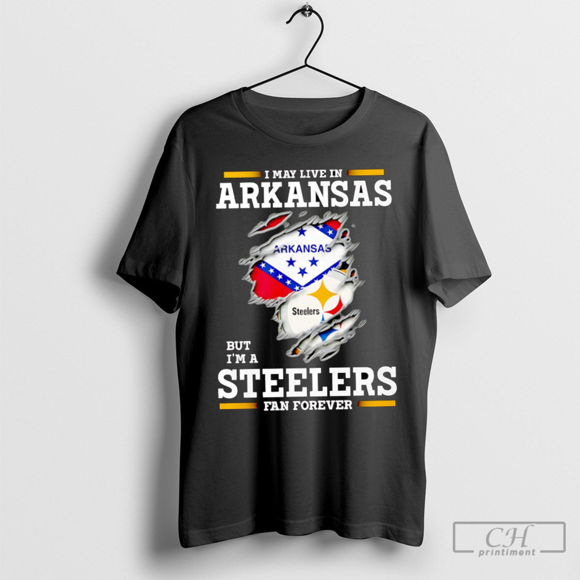 I May Live In Arkansas But Im A Steelers Fan Forever - Adult & Kids T-Shirts, Sweatshirts & Hoodies apparel design preview 1