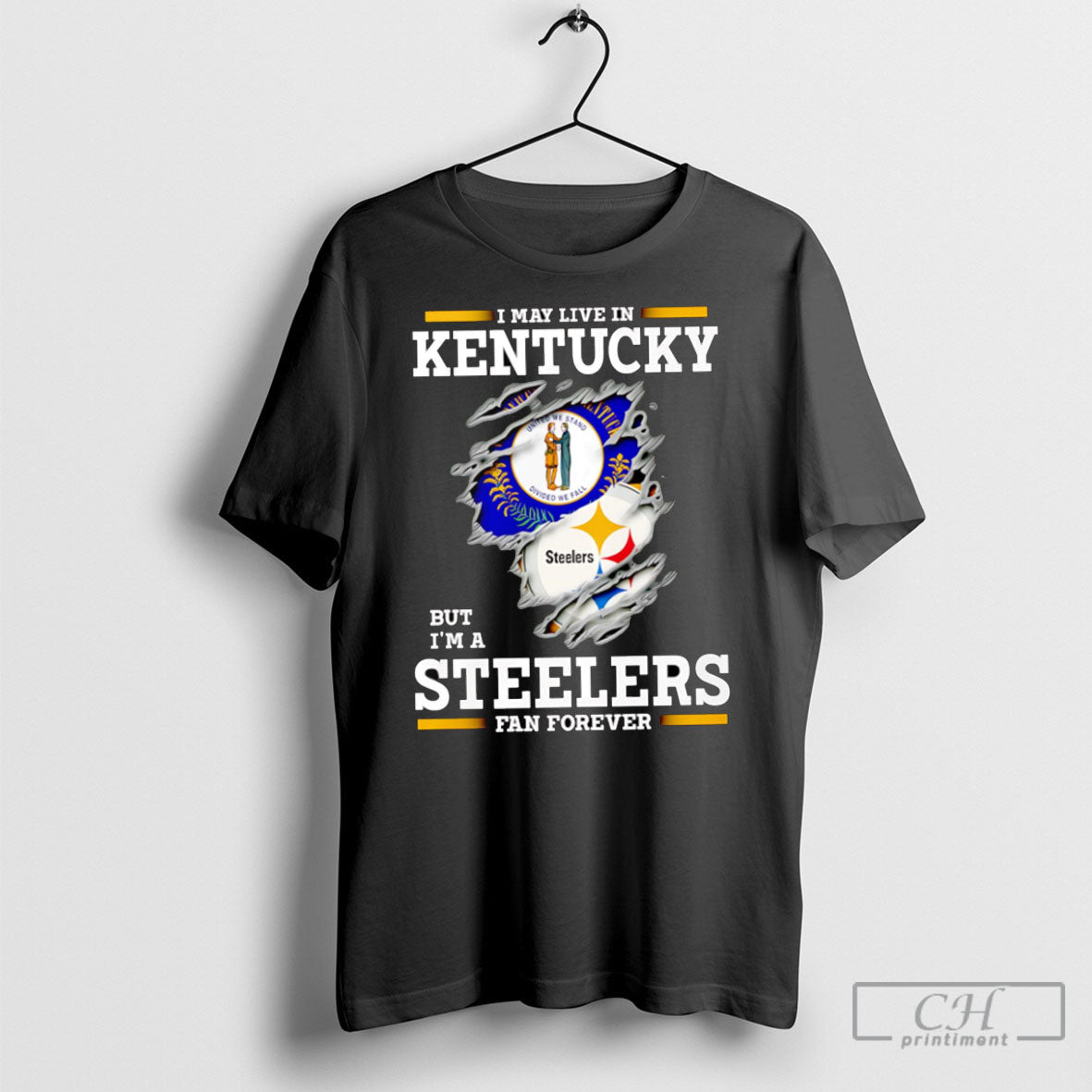I May Live In Kentucky But Im A Steelers Fan Forever - Adult & Kids T-Shirts, Sweatshirts & Hoodies apparel design preview 1