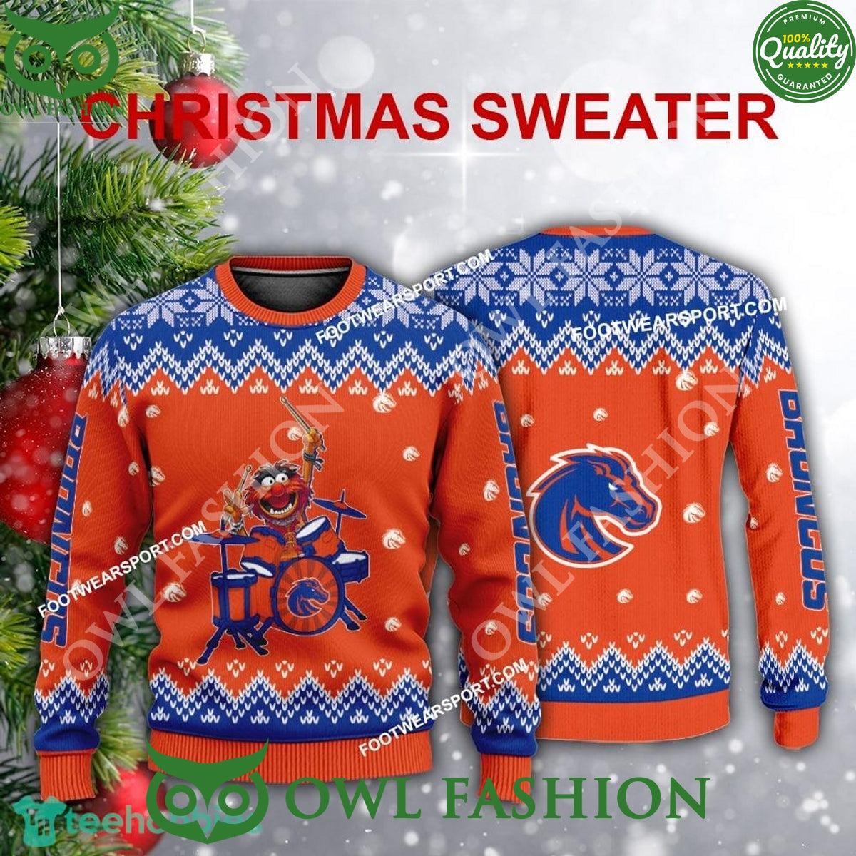 Logo Pattern Muppets Play Drums Boise State Broncos - Adult & Kids T-Shirts, Sweatshirts & Hoodies apparel design preview 1