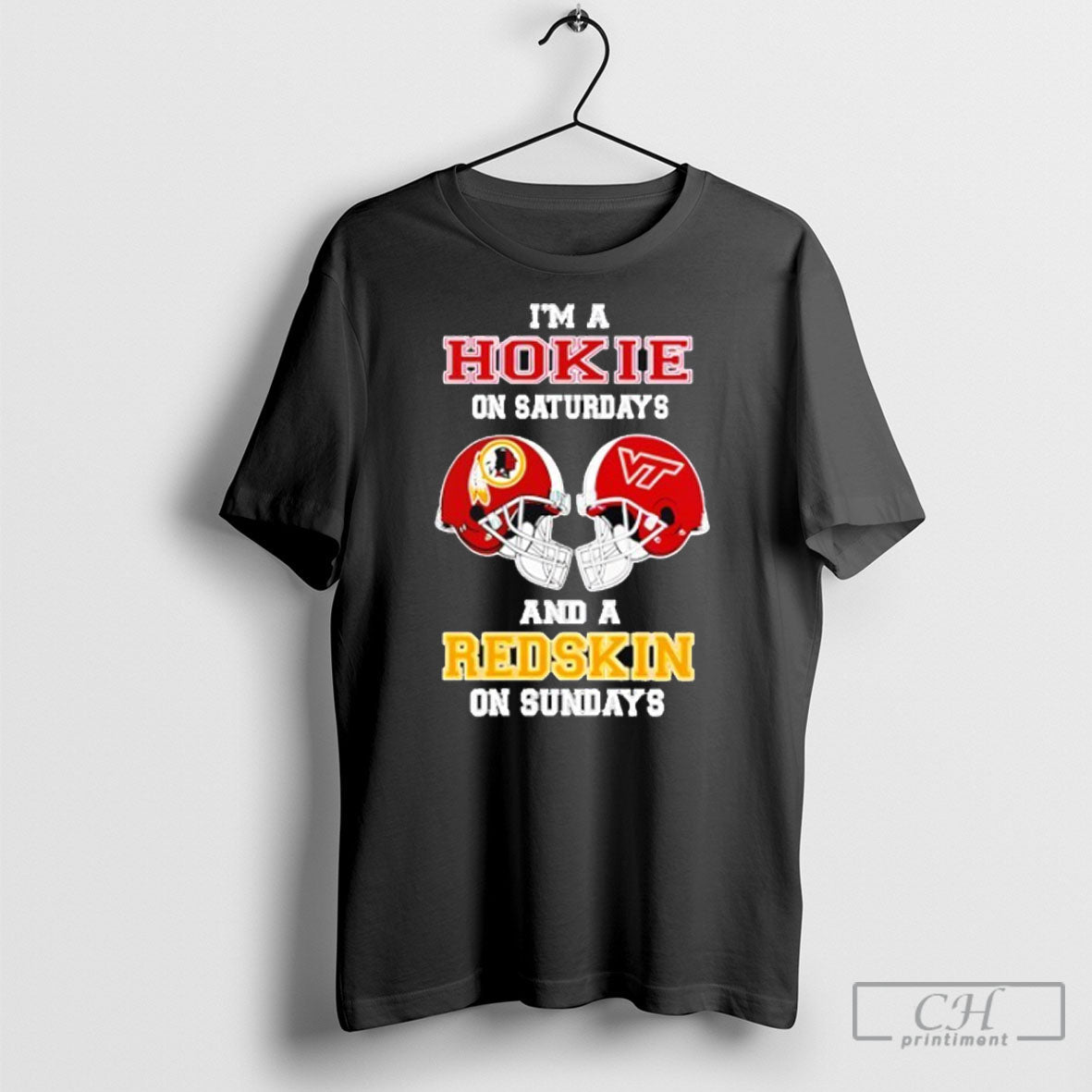 Im A Virginia Tech Hokies On Saturdays And Washington - Adult & Kids T-Shirts, Sweatshirts & Hoodies apparel design preview 1