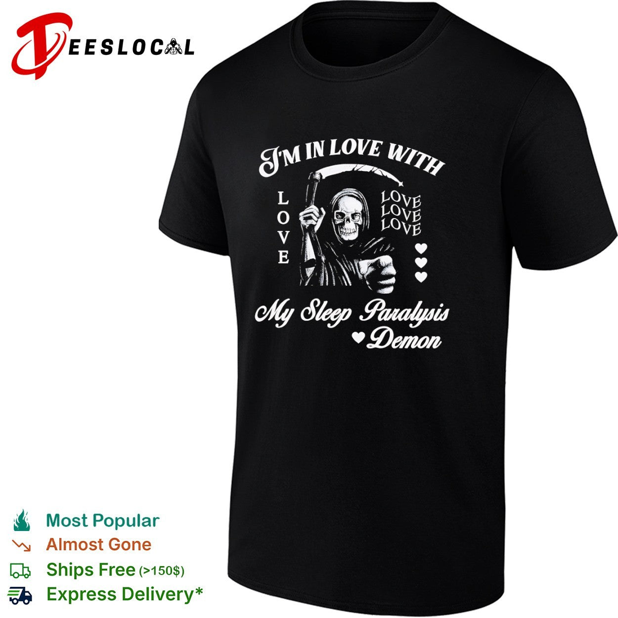I'm in love with my sleep paralysis demon grim reaper - Adult & Kids T-Shirts, Sweatshirts & Hoodies apparel design preview 1