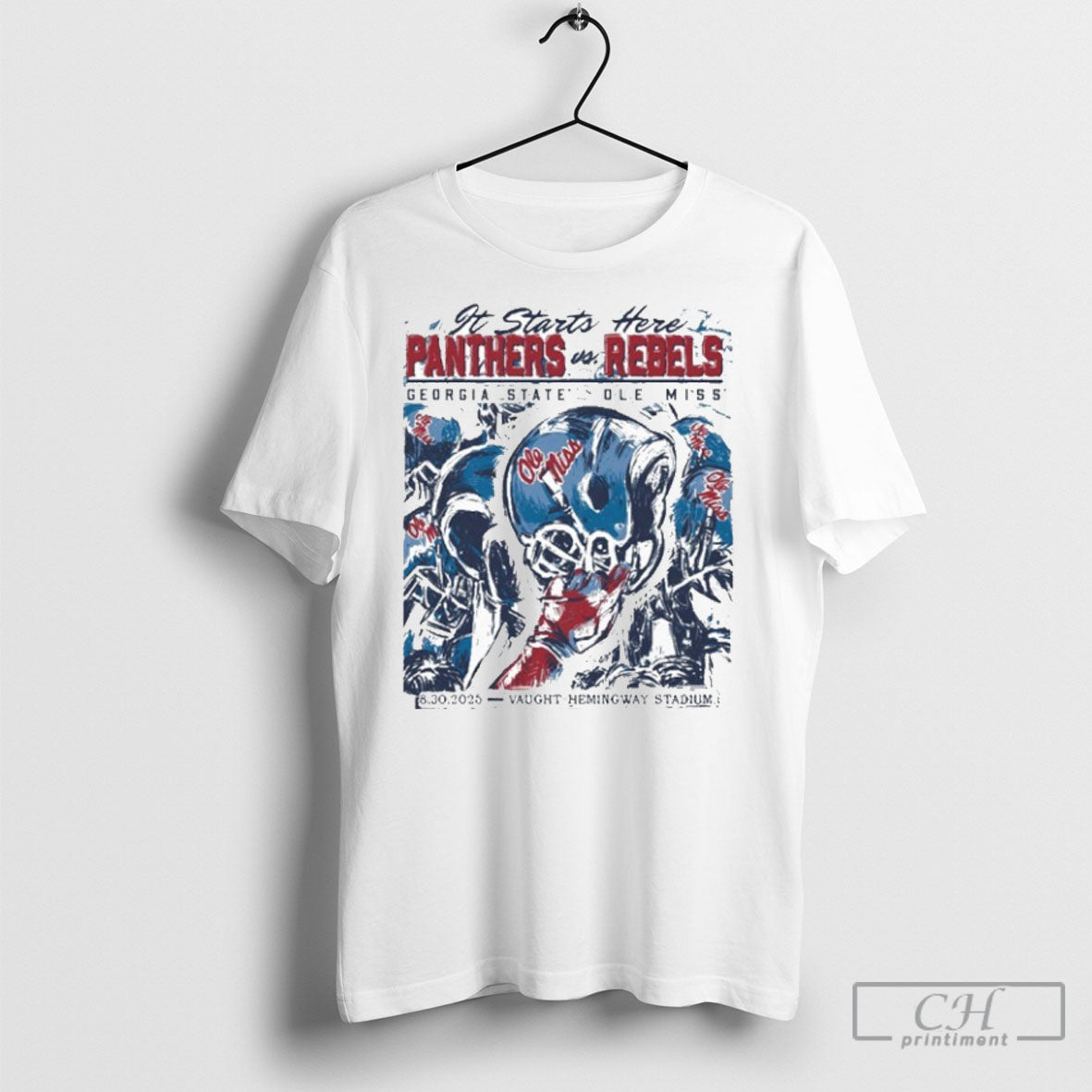 It Starts Here Georgia State Vs Ole Miss Game Day - Adult & Kids T-Shirts, Sweatshirts & Hoodies apparel design preview 1