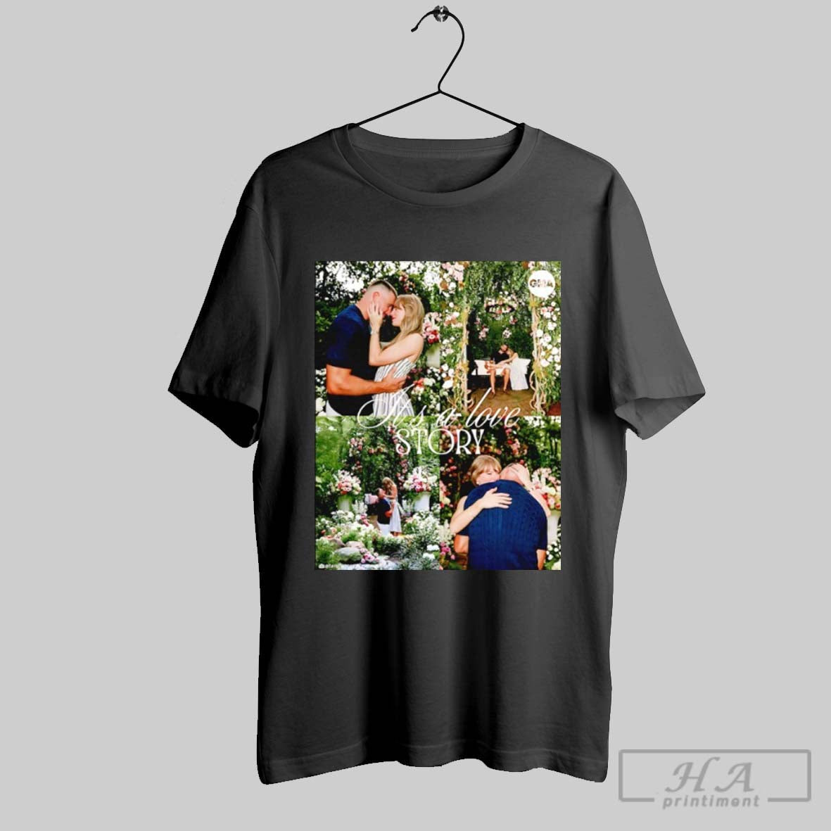 Its A Love Story Kelce Swift Engaged - Adult & Kids T-Shirts, Sweatshirts & Hoodies apparel design preview 1