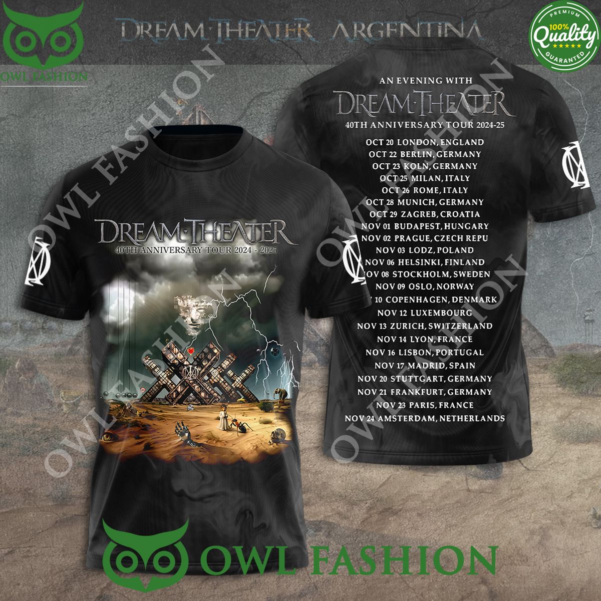 Dream Theater 40th Anniversary tour 2024 2025 3D - Adult & Kids T-Shirts, Sweatshirts & Hoodies apparel design preview 1